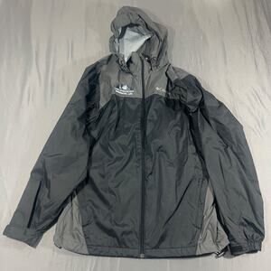 Columbia Hooded Rain Jacket Mens Small Gray Full Zip Windbreaker Shell